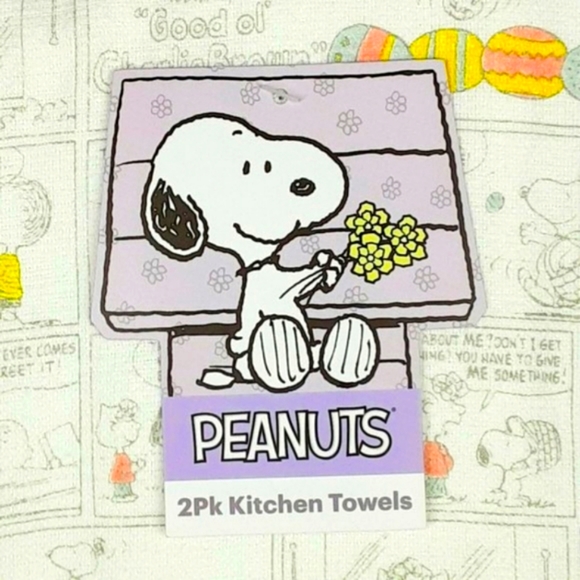 Peanuts Easter Pastel Comics Pack of 2 Kitchen Towels NWT - Picture 3 of 5